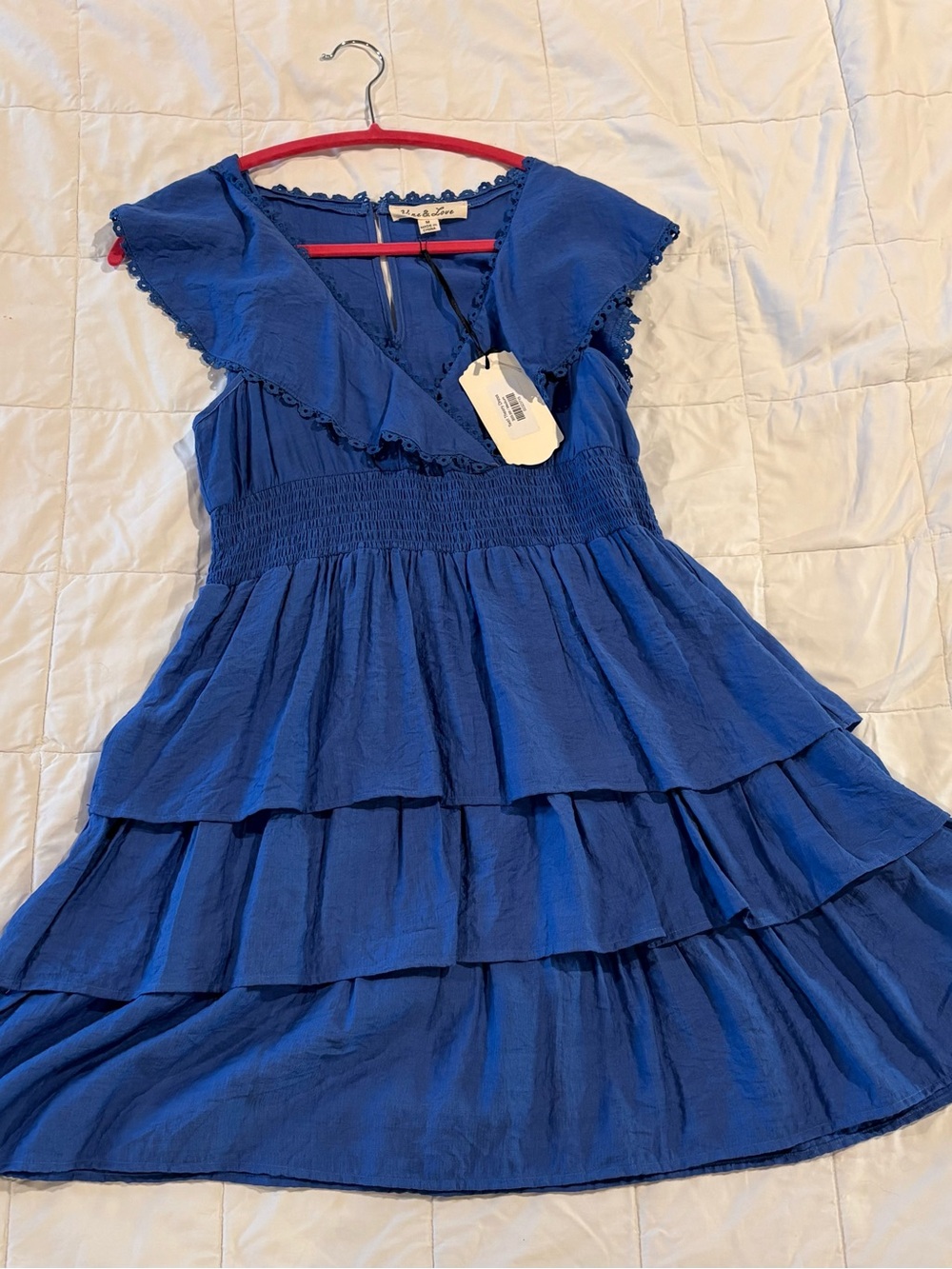 NWT Vine & Love Royal Blue Tiered Ruffle Dress – Size Medium